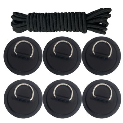 Golden Muhe 6 Pcs Stainless Steel D-Ring PVC Patch & Elastic Bungee Shock Cord for Sup Kayak Paddleboard Inflatable 3.15inch (8cm) GP026 GP026