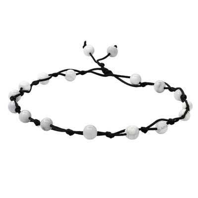 Amazing Gemstone Howlite Anklet Ankle Bracelets for Women - Waterproof Beaded Healing Crystal Anklets, Plus Size Chakra Gemstone Bead Anklet (Stretchy Adjustable - Hand Knotted)