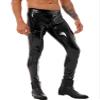 YONGHS Men's Faux Leather Pants Punk 80's Rock Leggings Trousers Tight Gothic Motorcycle Biker Pants Black C Medium view 3