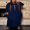Fooullaide Women's Plus Size Maxi Dress Faith Print Loose Oversize Long Sleeve Baggy Tshirt Casual Tunic Dresses with Pocket view 2