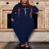 Fooullaide Women's Plus Size Maxi Dress Faith Print Loose Oversize Long Sleeve Baggy Tshirt Casual Tunic Dresses with Pocket view 3
