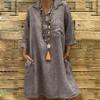 Casual Dress for Women Loose Solid Color Button Shirt Dress Plus Size 3/4 Sleeve Pocket Dresses XL-5XL view 2