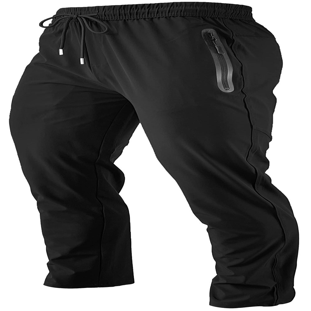 Men's Lightweight Quick Dry Hiking Running Pants Outdoor Sports Breathable Zipper Pockets Athletic Work Pants Black S