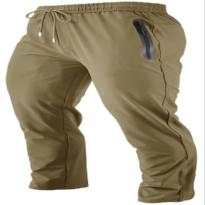 Men's Lightweight Quick Dry Hiking Running Pants Outdoor Sports Breathable Zipper Pockets Athletic Work Pants Khaki M