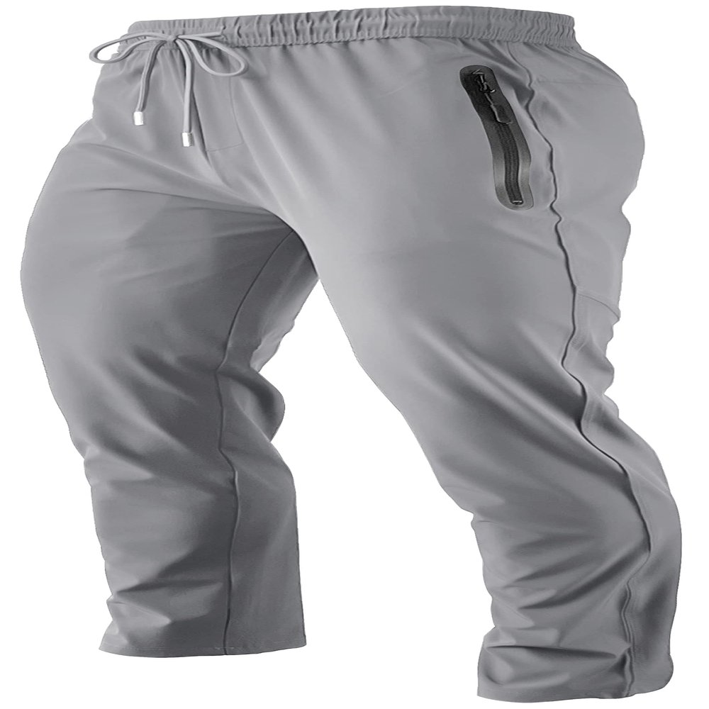 Men's Lightweight Quick Dry Hiking Running Pants Outdoor Sports Breathable Zipper Pockets Athletic Work Pants Light Grey XXL