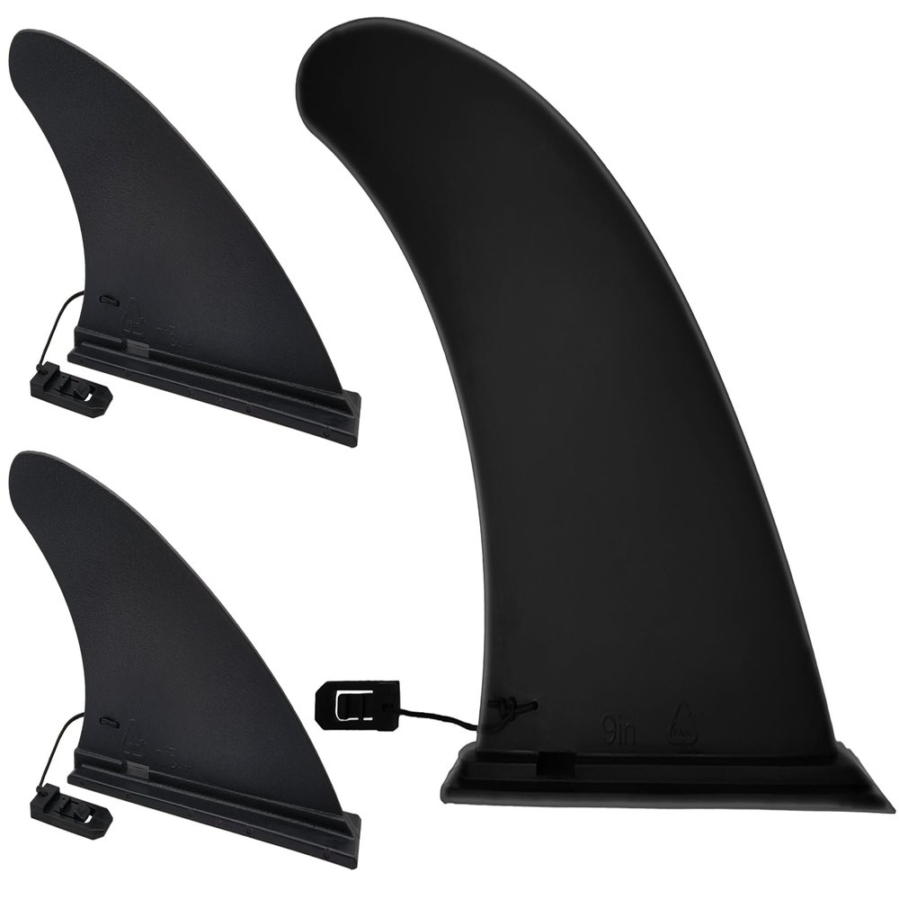 Anfyko Paddle Board Fins Replacement Set of 3 (1P 9" & 2P 5"), Side Fins fit 1.18 inch (30mm) Opening Base, Nylon Fiberglass Reinforced Paddleboard Fin for Most ISUP, Inflatable Paddleboard