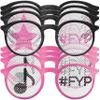 Black & Pink Internet Famous Metallic Printed Glasses - Standard Size - Adorable & Fun Design Perfect For Celebrations, Gatherings, and Social Media Moments - Pack Of 8 view 1