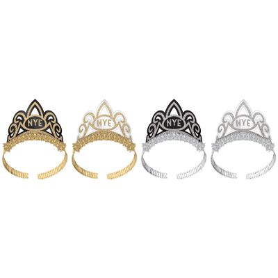Dazzling Black, Silver, Gold New Years Paper Tiaras - 4.5" x 5.5" (Pack of 8) - Perfect Party Accessory for an Unforgettable Celebration