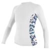 Women's Side Print Long Sleeve Rash Guard, White/CrisFlor, Large view 1
