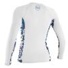 Women's Side Print Long Sleeve Rash Guard, White/CrisFlor, Large view 2