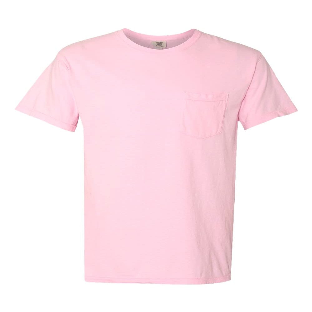 Comfort Colors Men's Adult Short Sleeve Pocket Tee, Style 6030 (Medium, Light Blossom)