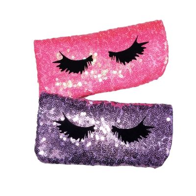 Sparkle sunglasses soft case sequin fabric travel purse accessories storage bling gift idea glitter personalized name (Light Pink)
