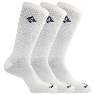Sperry Men's Repreve Comfort Sneaker Crew with Heel & Toe Comfort Cushioning Sock 3 Pair Pack, White, Men's Shoe Size: 6.5-12