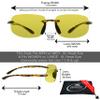 proSPORT Yellow Sun Glasses Men Women Rimless Night Vision Driving Riding Anti Glare view 2