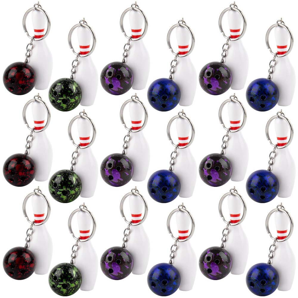 AUEAR, 8 Pack Bowling Pin Keychain Sport for Backpack DIY Craft Accesories