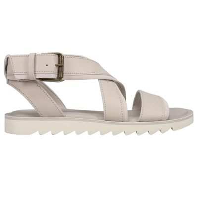 TOMS Women's Sidney Tread Leather and Suede Flat Sandal, Putty, 7