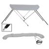 STOPBYUS 7.6 oz Gray 2 Bow Round Tube Boat Bimini TOP Sunshade Compatible for Zodiac PRO 7 MAN W/O Console 2005 view 2