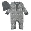 HonestBaby Holiday Outfit Sets Tops and Bottoms 100% Organic Cotton for Baby and Toddler Boys, Unisex, Fair Isle Gray, 6-9 Months view 1