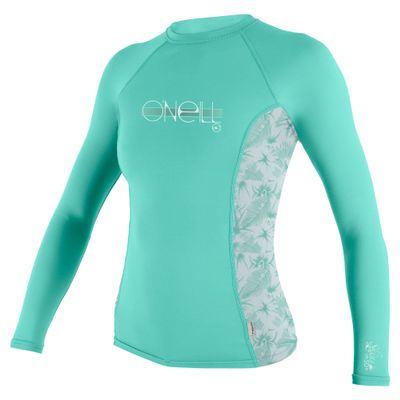 Girl's Premium Skins Long Sleeve Rash Guard, Opal/Mirtrop/Opal, 8