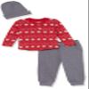 HonestBaby Holiday Outfit Sets Tops and Bottoms 100% Organic Cotton for Baby and Toddler Boys, Unisex, Fair Isle Red, 2T view 1