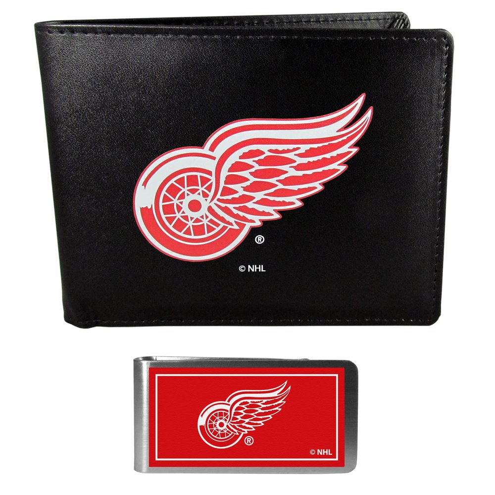 Siskiyou Sports NHL Detroit Red Wings Bi-fold Wallet & Color Money Clip, Black, One Size