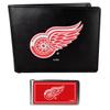 Siskiyou Sports NHL Detroit Red Wings Bi-fold Wallet & Color Money Clip, Black, One Size view 1