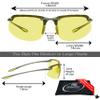 proSPORT Yellow Lens Sun Glasses Rimless Night Vision Driving Riding Anti Glare Men Women view 2