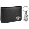 Siskiyou Sports NFL New Orleans Saints Weekend Bi-fold Wallet & Steel Key Chain, Black, One Size view 1