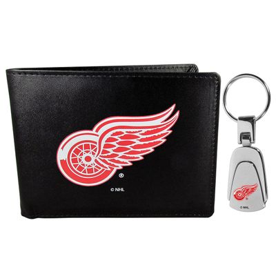 Siskiyou Sports NHL Detroit Red Wings Bi-fold Wallet & Steel Key Chain, Black, One Size