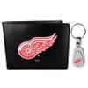Siskiyou Sports NHL Detroit Red Wings Bi-fold Wallet & Steel Key Chain, Black, One Size view 1