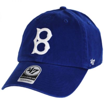 47 Brooklyn Dodgers Royal Blue Clean Up Adjustable Cap - MLB, Relaxed Fit, Vintage Throwback Baseball Dad Hat One Size