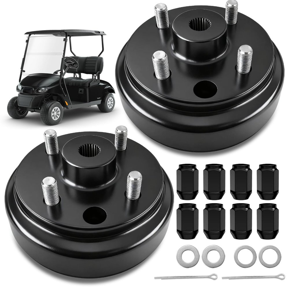 EZGO Brake Drum Hub Assembly with Nuts for EZGO TXT PDS 1982-up Electric & 1982-1993 2-Cycle Gas Golf Carts 24 Tooth Star Spline EZGO Rear Hub Enhanced Braking OEM 19186G1P, 17298-G1, 17082-G2
