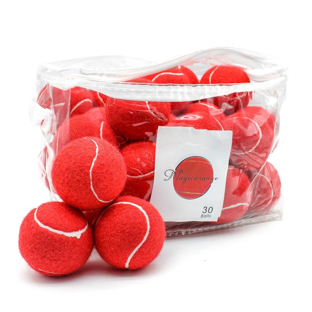 Magicorange Tennis Balls, 30 Pack Advanced Training Tennis Balls Practice Balls, Come with Mesh Bag for Easy Transport, Good for Beginner Training Ball (Red)