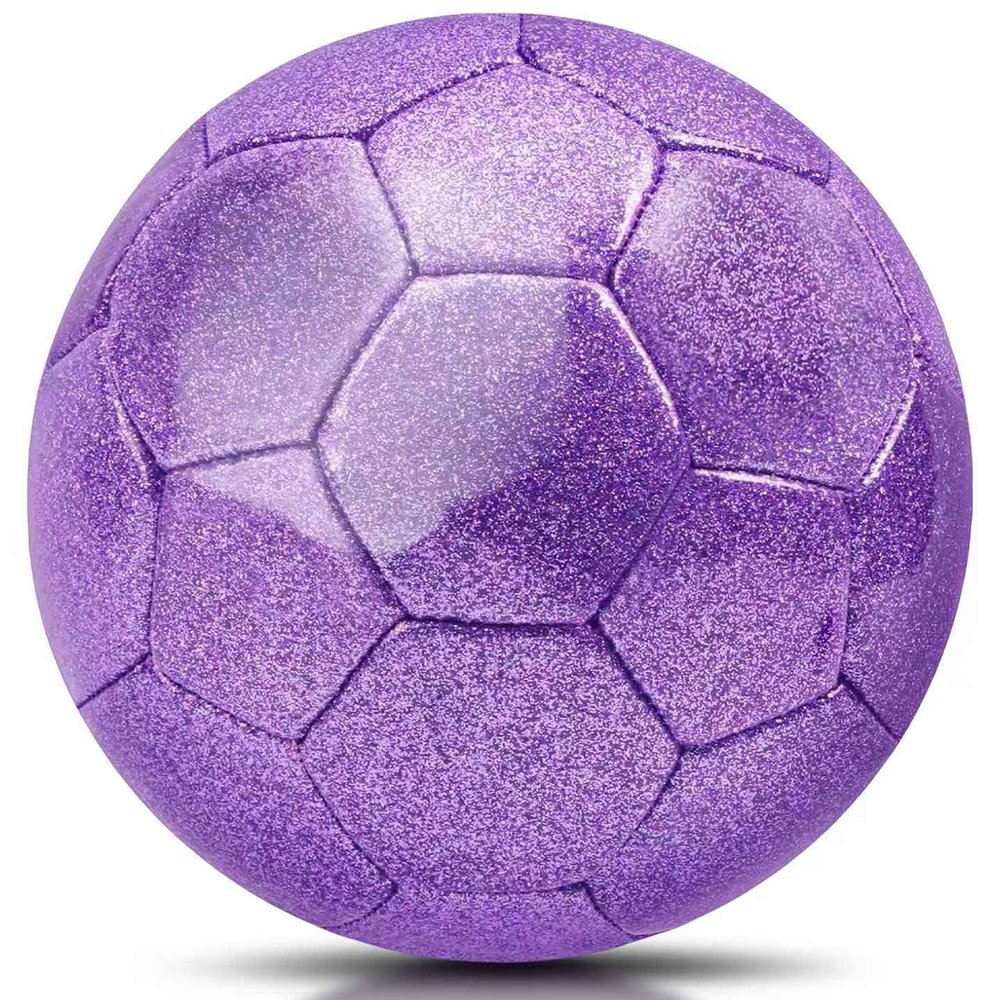 Size 4 Soccer Ball Glitter Pink - Kids Aged 4-6 6-8 8-12 Outdoors Sports Training Ball Recreation Playing Ball Teens Girls Children Youth Back to School Birthday (Glitter Purple, Size 4)