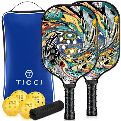 Pickleball Paddles Set of 2, USAPA Approved Fiberglass Pickleball Set with 4 Balls & Carry Bag, Lightweight Rackets for Beginners & Adults
