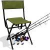 LEADALLWAY Folding Fishing Chair with Rod Holder,Green view 1