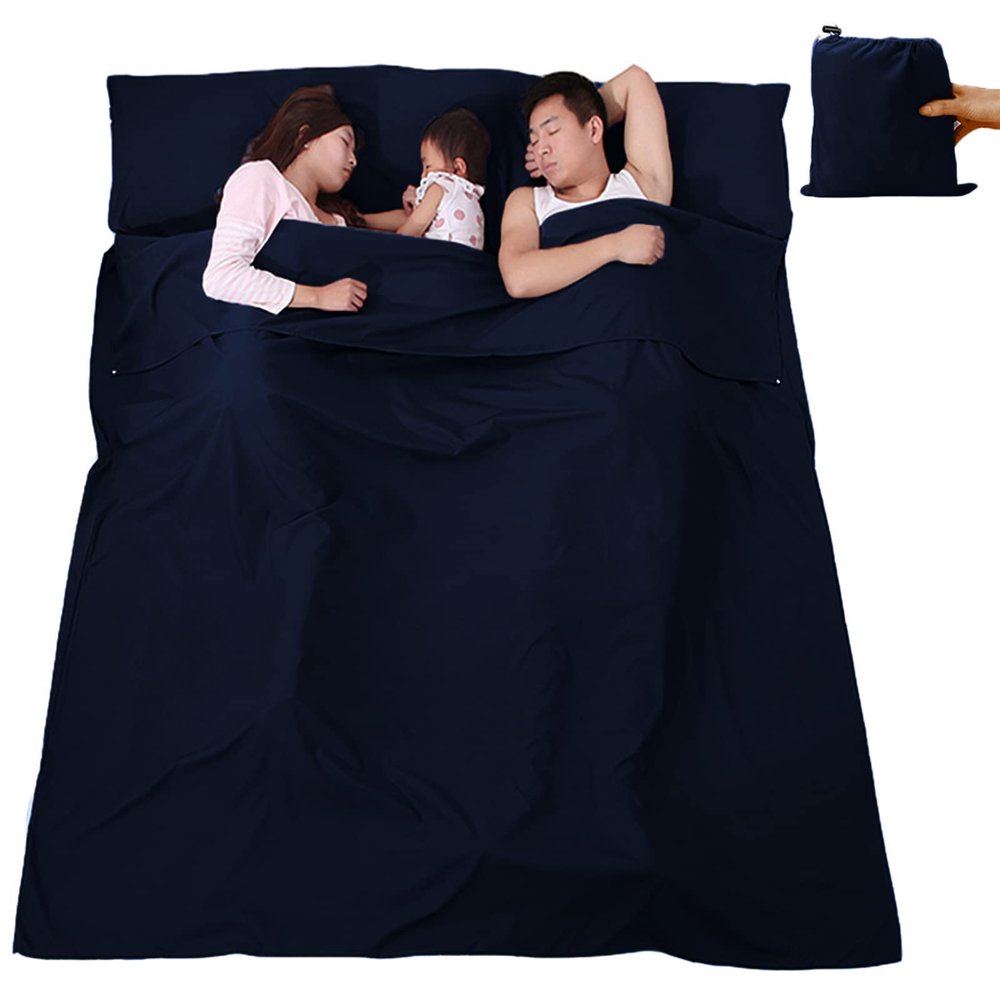 V VILISUN Sleeping Bag Liner, Lightweight Portable, Soft Travel and Camping Sheet, with Compact and Carry Bag, for Travel, Hotel