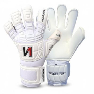 ONEKEEPER Solid White | Without Finger Protection | 3.5mm German Contact Latex | Professional Goalie Gloves for Youth & Adults (White, Size 5)