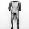Sywiyi Mens Stretchy Sheer Mesh Bodystocking Long Sleeve Closed Toe Ultra-Thin Full Body Pantyhose Black A One Size view 3