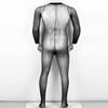 Sywiyi Mens Stretchy Sheer Mesh Bodystocking Long Sleeve Closed Toe Ultra-Thin Full Body Pantyhose Black A One Size view 4