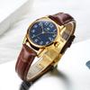 OLEVS Women Watches Blue Dial Brown Leather Dress Ladies for Female Analog Quartz Wrist Watch with Date Waterproof Classic Casual view 3