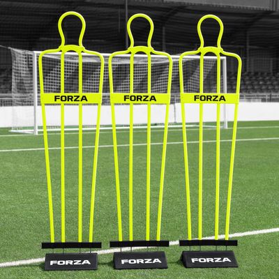FORZA 6ft Airflow Soccer Mannequins - Free Kick Dummies | Soccer Training Equipment (with Bases, Yellow, Pack of 3)