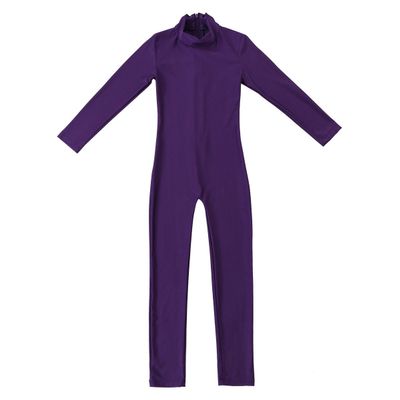 Aislor Kids Girls Zipper Back Full Body Gymnastics Jumpsuit Unitard Bodysuit Ballet Dance Dancewear Purple 13-14 Years