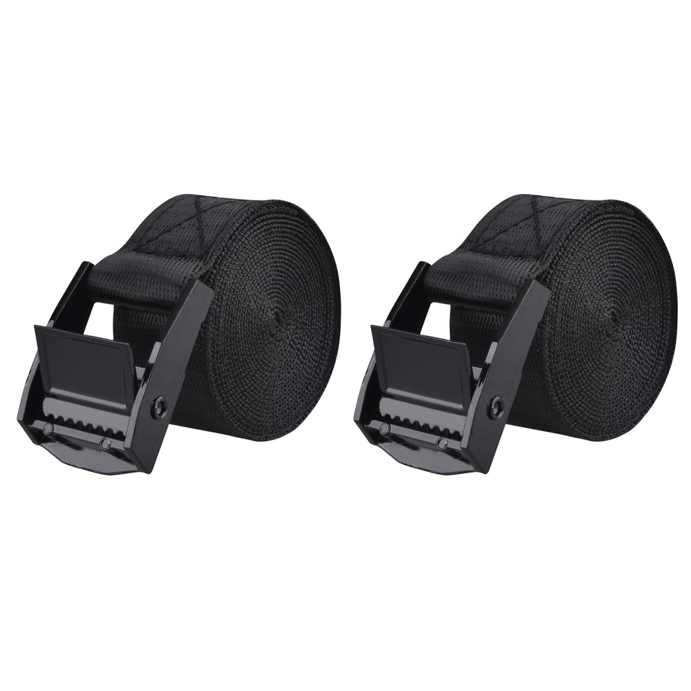 TRIWONDER Cinch Tie Down Strap Lashing Straps Heavy Duty Nylon Straps with Cam Buckles for Cargo, Trucks, Boat, Motorcycle,SUP, Kayak, Canoe, Trailer (2m, Black - 2 Pack)