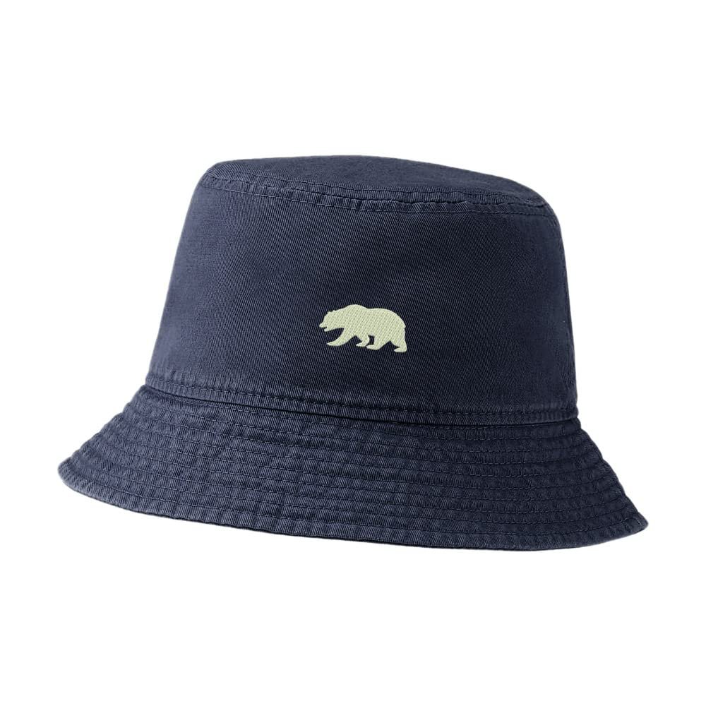 LexiuYibai Bucket Hat for Men Women California Bear Embroidered Washed Cotton Unisex Bucket Hats (Navy,7 1/2)