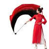 Aumulen Women 2 Pcs Hand Made Belly Dance Silk Poi Veil Streamer Throw Ball(Black red) view 2