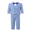 Hularka Baby Boys' 4-Piece Suit Set with Dress Shirt Vest Jacket Pants and Bow Tie Formal Wear Wedding Outfits for Kids Blue 3 Years view 1