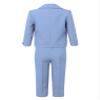 Hularka Baby Boys' 4-Piece Suit Set with Dress Shirt Vest Jacket Pants and Bow Tie Formal Wear Wedding Outfits for Kids Blue 3 Years view 2