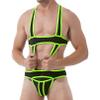 Agoky Mens Jockstrap Athletic Supporter Leotard Jumpsuits Wrestling Singlet with Removable Pouch Green X-Large view 1