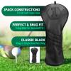 Premium Golf Club Covers, 3 Pack Golf Club Head Covers for Driver, Fairway Woods and Hybrid, Golf Head Covers Fit Most Golf Clubs PU Leather Classic Black view 3